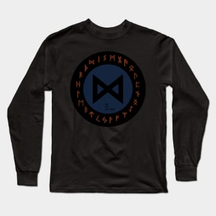 Blue Dagaz Elder Futhark  | Icelandic | Viking Rune Symbol Long Sleeve T-Shirt